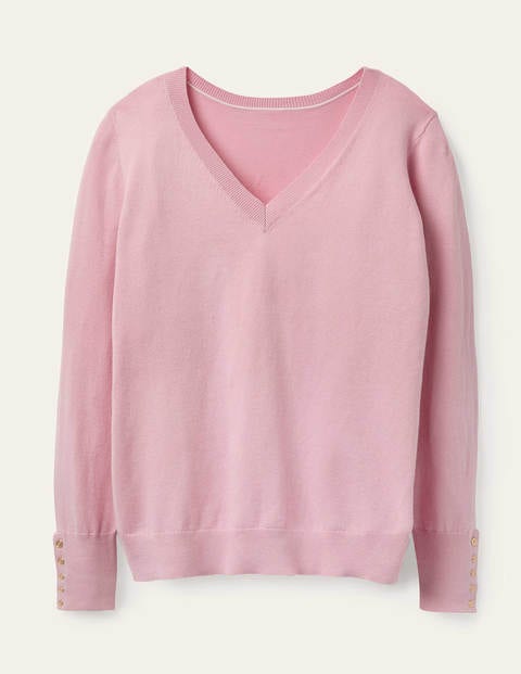 Eldon Cotton V-neck Jumper - Soft Peony Eldon Cotton V-neck Jumper - Soft Peony
