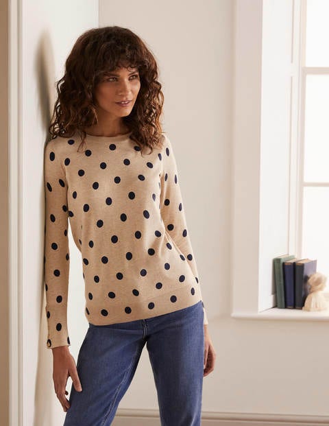 Pull Eldon en coton - Chinchilla, petits pois linéaires Pull Eldon en coton - Chinchilla, petits pois linéaires