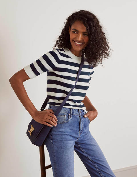 Abingdon Knitted Tee - Navy/Ivory Stripe Abingdon Knitted Tee - Navy/Ivory Stripe