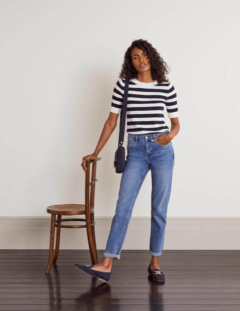 Abingdon Knitted Tee - Navy/Ivory Stripe Abingdon Knitted Tee - Navy/Ivory Stripe