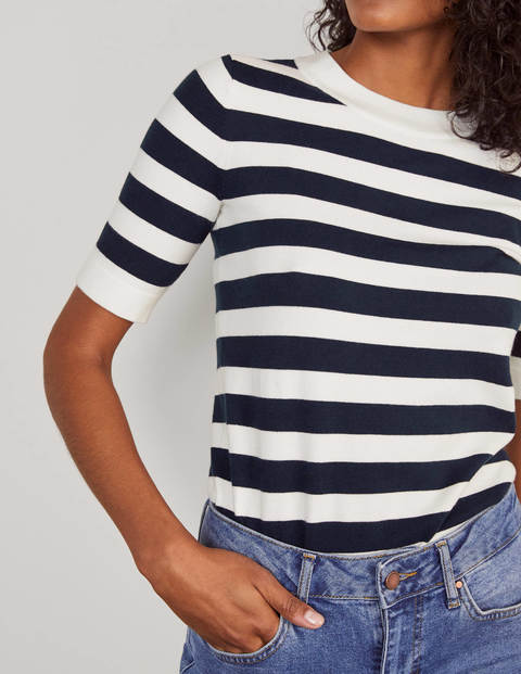 Abingdon Knitted Tee - Navy/Ivory Stripe Abingdon Knitted Tee - Navy/Ivory Stripe