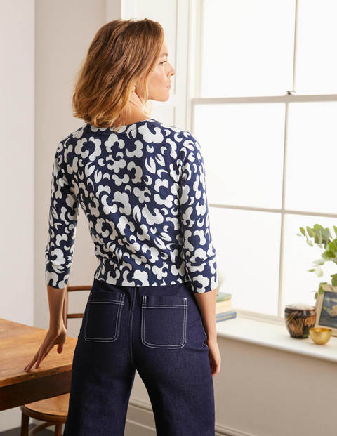 Eldon Cotton Crop Cardigan - Navy, Dream Cloud Eldon Cotton Crop Cardigan - Navy, Dream Cloud