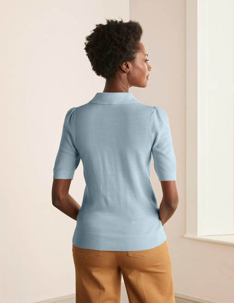 Pull Kemsley en laine mérinos avec col - Bleu brumeux Pull Kemsley en laine mérinos avec col - Bleu brumeux