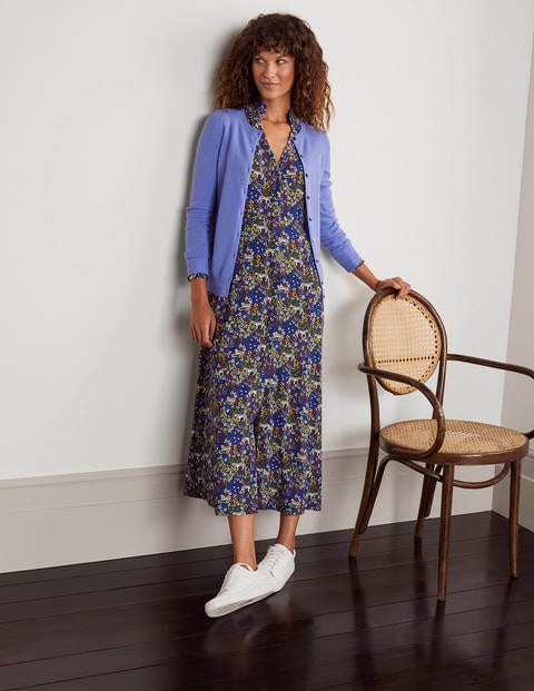 Cashmere Crew Cardigan - Gulf Blue Cashmere Crew Cardigan - Gulf Blue
