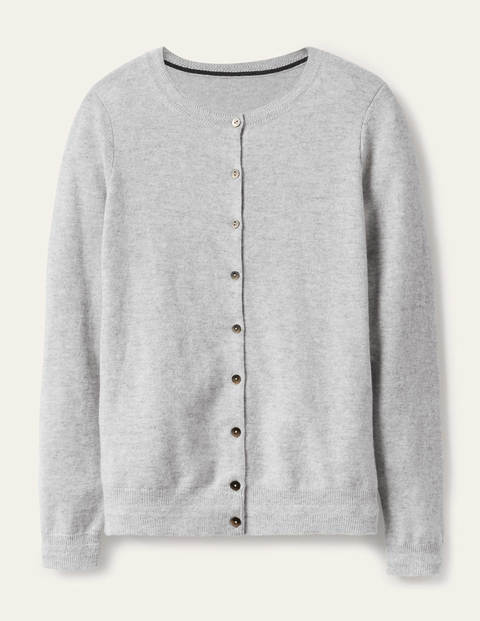 Kaschmircardigan mit Rundhalsausschnitt - Grau Melange Kaschmircardigan mit Rundhalsausschnitt - Grau Melange