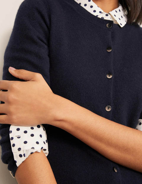 Cardigan col rond en cachemire - Bleu marine Cardigan col rond en cachemire - Bleu marine