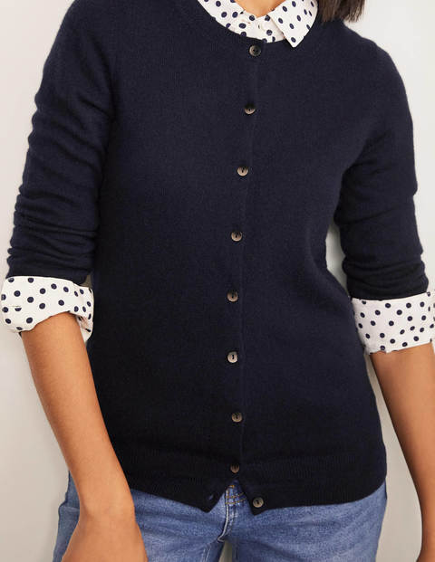 Cardigan col rond en cachemire - Bleu marine Cardigan col rond en cachemire - Bleu marine