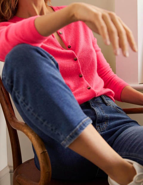 Cashmere Crew Cardigan - Pink Sunset Cashmere Crew Cardigan - Pink Sunset