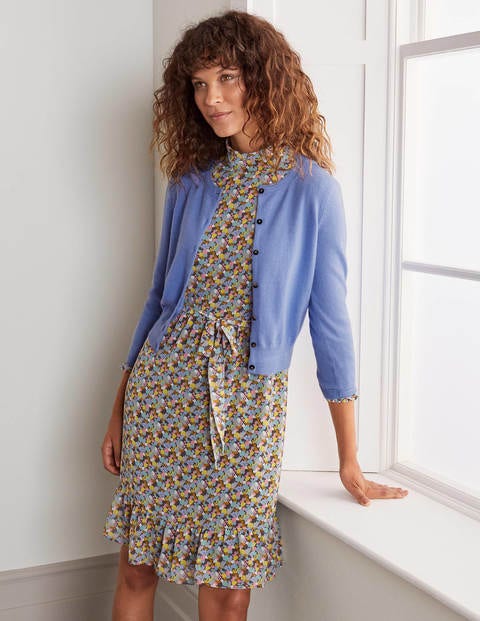 Cashmere Crop Cardigan - Gulf Blue Cashmere Crop Cardigan - Gulf Blue
