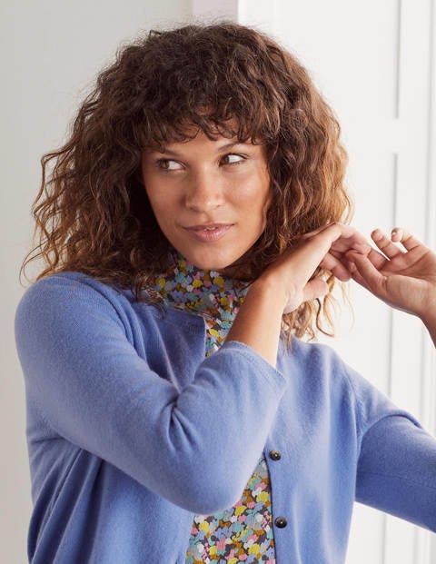 Cashmere Crop Cardigan - Gulf Blue Cashmere Crop Cardigan - Gulf Blue