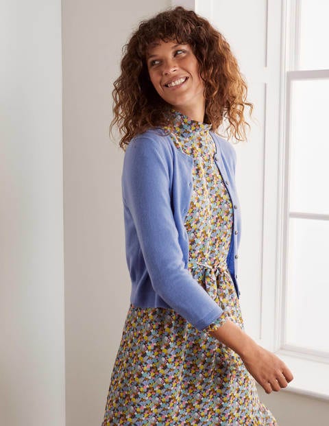Cashmere Crop Cardigan - Gulf Blue Cashmere Crop Cardigan - Gulf Blue