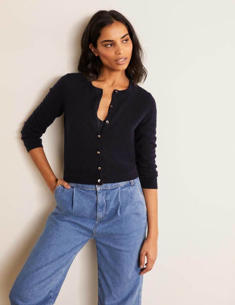 Kurz geschnittener Kaschmircardigan - Navy Kurz geschnittener Kaschmircardigan - Navy
