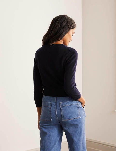 Kurz geschnittener Kaschmircardigan - Navy Kurz geschnittener Kaschmircardigan - Navy