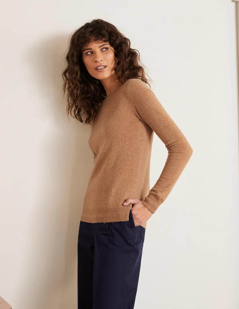 Pull col rond en cachemire - Camel chiné Pull col rond en cachemire - Camel chiné
