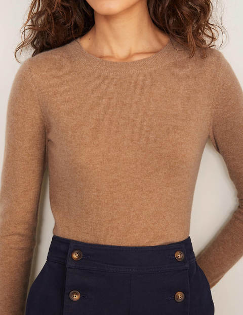 Pull col rond en cachemire - Camel chiné Pull col rond en cachemire - Camel chiné