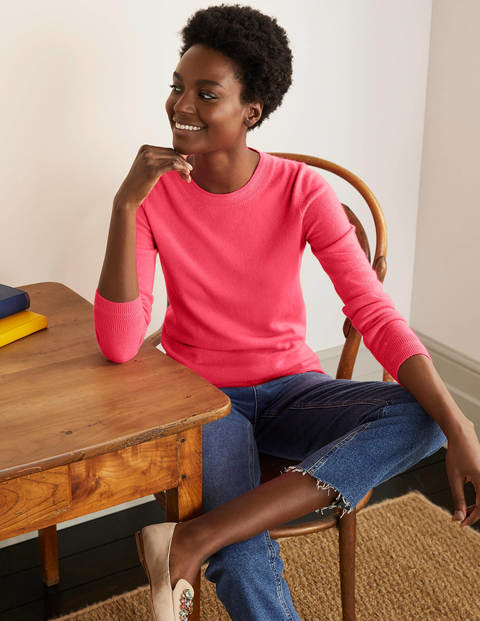 Cashmere Crew Neck Sweater - Pink Sunset Cashmere Crew Neck Sweater - Pink Sunset