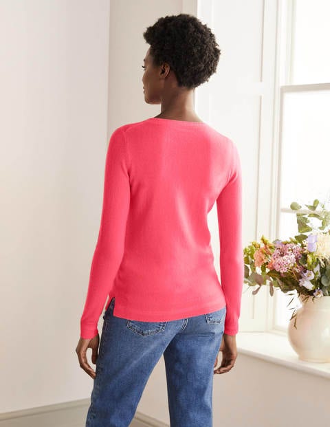 Cashmere Crew Neck Sweater - Pink Sunset Cashmere Crew Neck Sweater - Pink Sunset