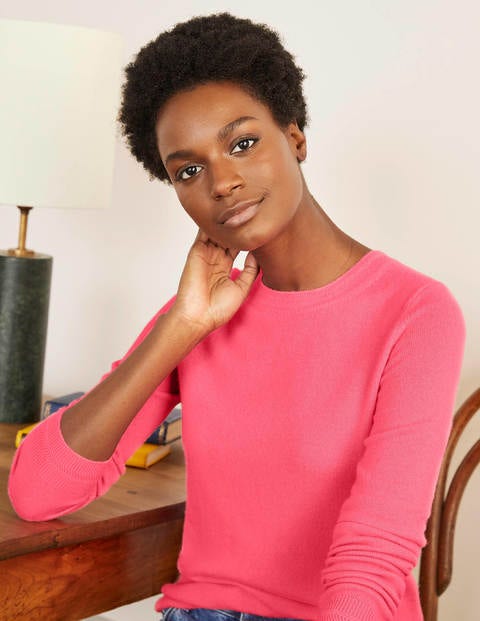 Cashmere Crew Neck Sweater - Pink Sunset Cashmere Crew Neck Sweater - Pink Sunset