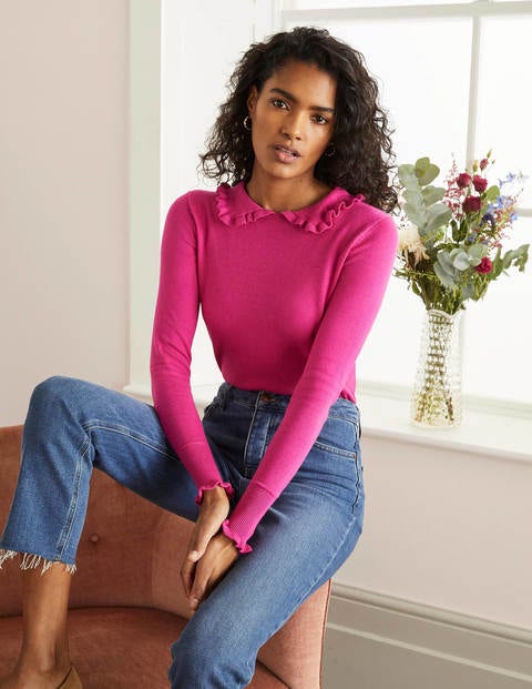 Blakenham Frill Sweater - Pink Flambe Blakenham Frill Sweater - Pink Flambe
