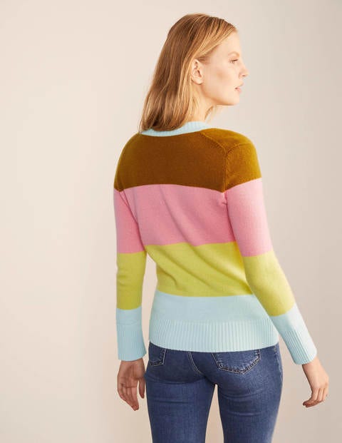 Kew Cashmere Cardigan - Frankincense Stripe Kew Cashmere Cardigan - Frankincense Stripe
