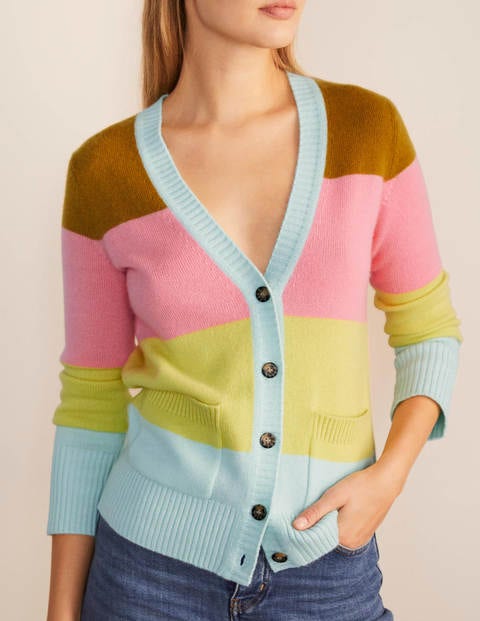 Kew Cashmere Cardigan - Frankincense Stripe Kew Cashmere Cardigan - Frankincense Stripe