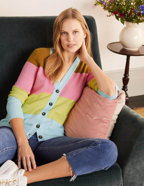 Kew Cashmere Cardigan - Frankincense Stripe Kew Cashmere Cardigan - Frankincense Stripe