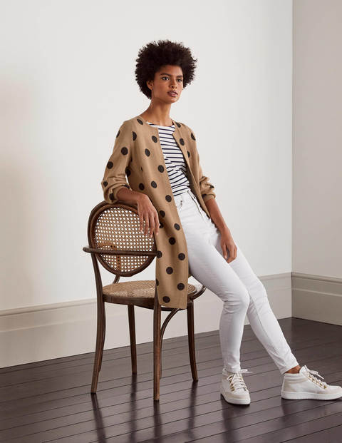 Berkshire Coatigan - Camel, Navy Spot Berkshire Coatigan - Camel, Navy Spot