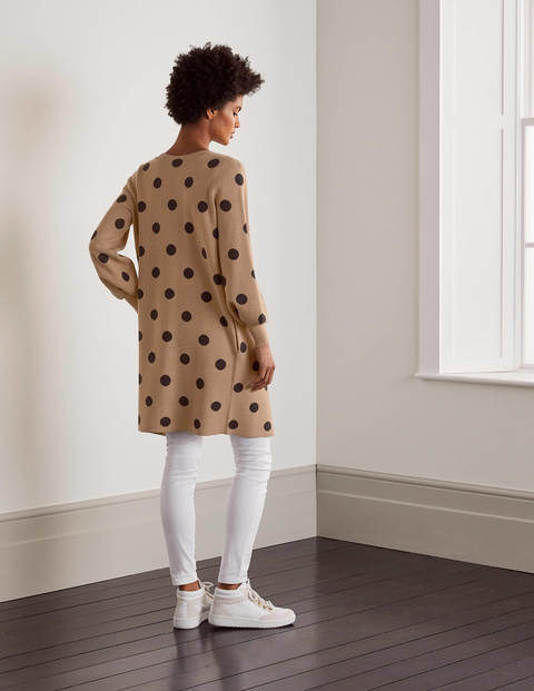 Berkshire Coatigan - Camel, Navy Spot Berkshire Coatigan - Camel, Navy Spot