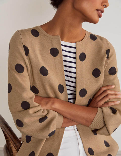 Berkshire Coatigan - Camel, Navy Spot Berkshire Coatigan - Camel, Navy Spot