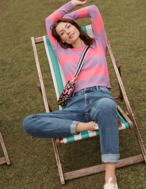 Chatham Stripe Cashmere Jumper - Heather, Azalea Stripe Chatham Stripe Cashmere Jumper - Heather, Azalea Stripe
