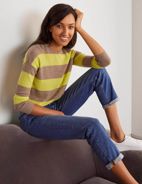 Chatham Stripe Cashmere Jumper - Yellow, Camel Melange Stripe Chatham Stripe Cashmere Jumper - Yellow, Camel Melange Stripe