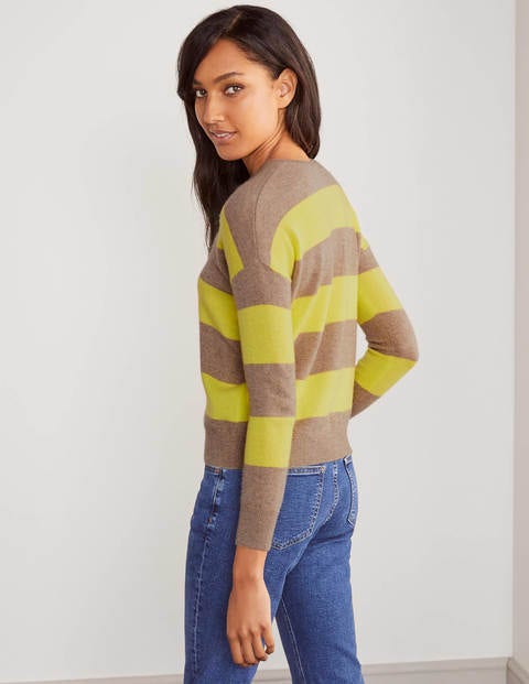 Chatham Stripe Cashmere Jumper - Yellow, Camel Melange Stripe Chatham Stripe Cashmere Jumper - Yellow, Camel Melange Stripe