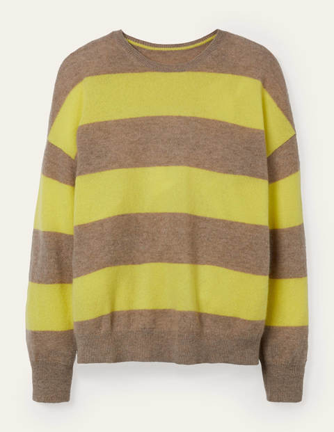 Chatham Stripe Cashmere Jumper - Yellow, Camel Melange Stripe Chatham Stripe Cashmere Jumper - Yellow, Camel Melange Stripe