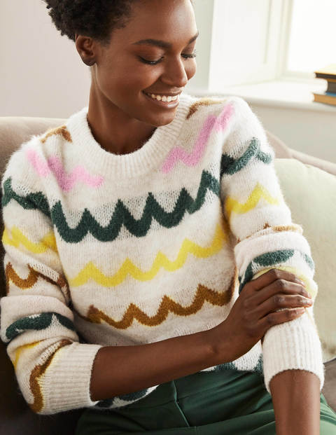 Effingham Fluffy Sweater - Frankincense, Chevron Stripe Effingham Fluffy Sweater - Frankincense, Chevron Stripe