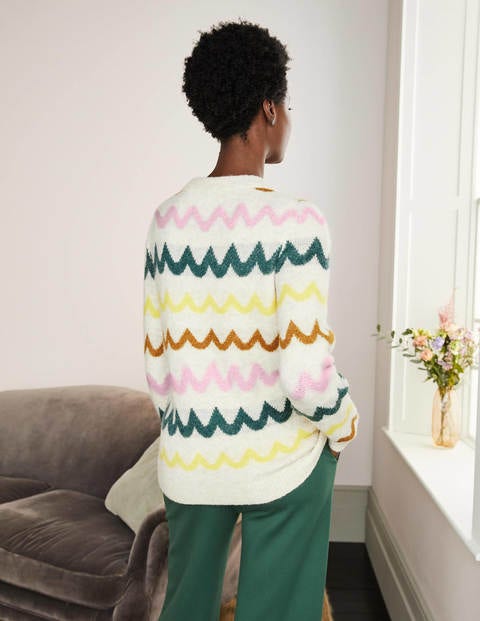 Effingham Fluffy Sweater - Frankincense, Chevron Stripe Effingham Fluffy Sweater - Frankincense, Chevron Stripe