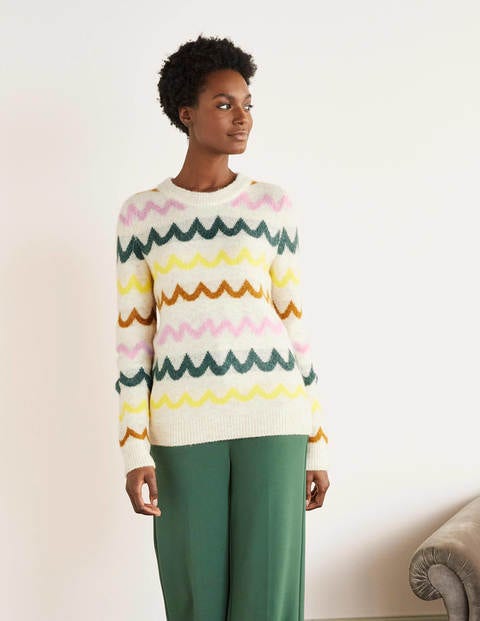 Effingham Fluffy Sweater - Frankincense, Chevron Stripe Effingham Fluffy Sweater - Frankincense, Chevron Stripe