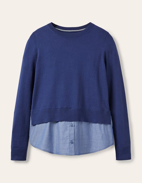 Radnor Shirt Sweater - Mariner Blue, Chambray Radnor Shirt Sweater - Mariner Blue, Chambray