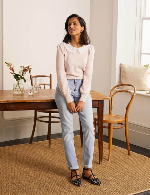 Harewood Woven Collar Jumper - Milkshake Harewood Woven Collar Jumper - Milkshake