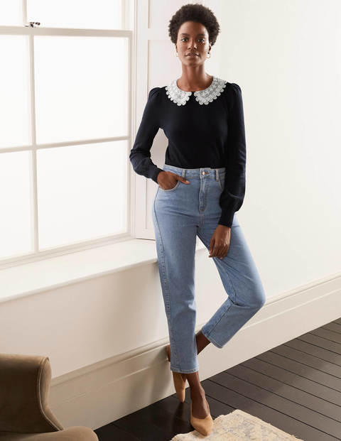 Harewood Woven Collar Jumper - Navy Harewood Woven Collar Jumper - Navy