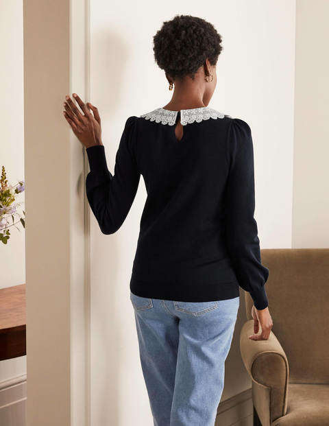 Harewood Woven Collar Jumper - Navy Harewood Woven Collar Jumper - Navy