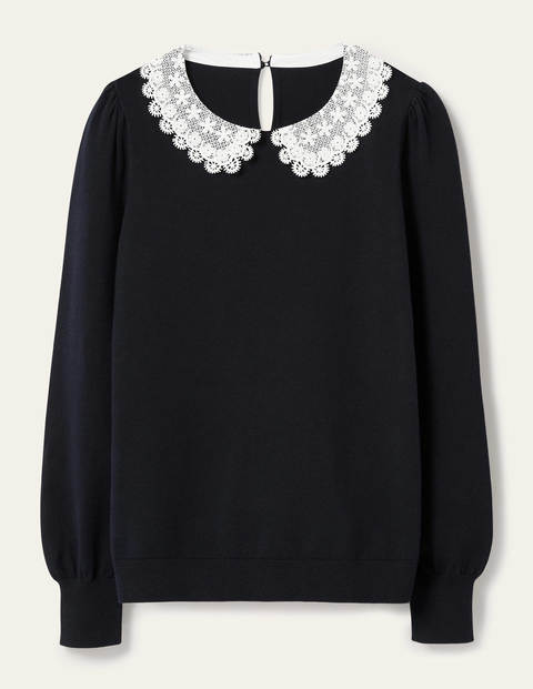 Harewood Woven Collar Jumper - Navy Harewood Woven Collar Jumper - Navy