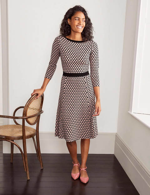 Kristen Jacquard Dress - Milkshake and Black, Droplet Kristen Jacquard Dress - Milkshake and Black, Droplet
