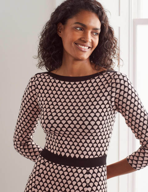 Kristen Jacquard Dress - Milkshake and Black, Droplet Kristen Jacquard Dress - Milkshake and Black, Droplet