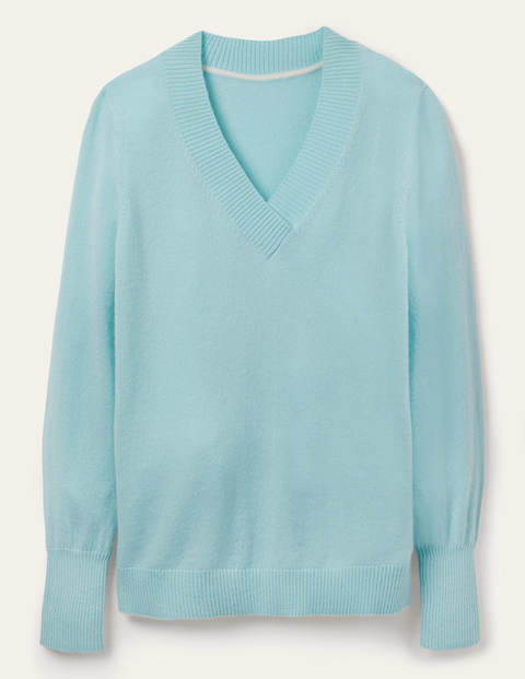 Oakley Kaschmirpullover mit V-Ausschnitt - Türkis Oakley Kaschmirpullover mit V-Ausschnitt - Türkis