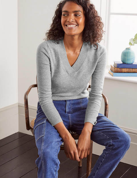 Oakley Cashmere V-Neck Sweater - Grey Melange Oakley Cashmere V-Neck Sweater - Grey Melange