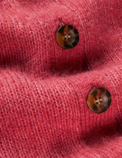 red fluffy cardigan