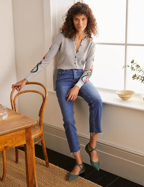 Somerset Embroidered Cardigan - Silver Melange Somerset Embroidered Cardigan - Silver Melange