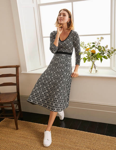 Adriana Jacquard Dress - Black and Ivory Jacquard Adriana Jacquard Dress - Black and Ivory Jacquard