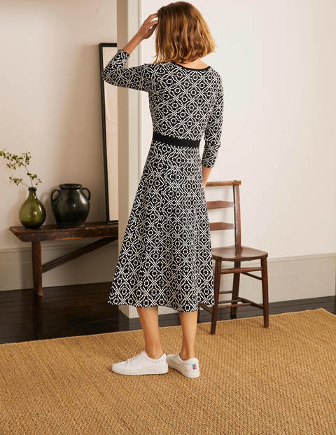Adriana Jacquard Dress - Black and Ivory Jacquard Adriana Jacquard Dress - Black and Ivory Jacquard