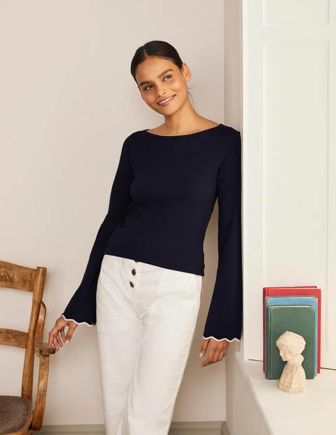 Cawdor Scallop Sweater - Navy Cawdor Scallop Sweater - Navy
